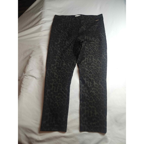 Calvin Klein Pants - Calvin Klein Womens Leopard Print Pull On Leggings Dark Olive Black Size Large